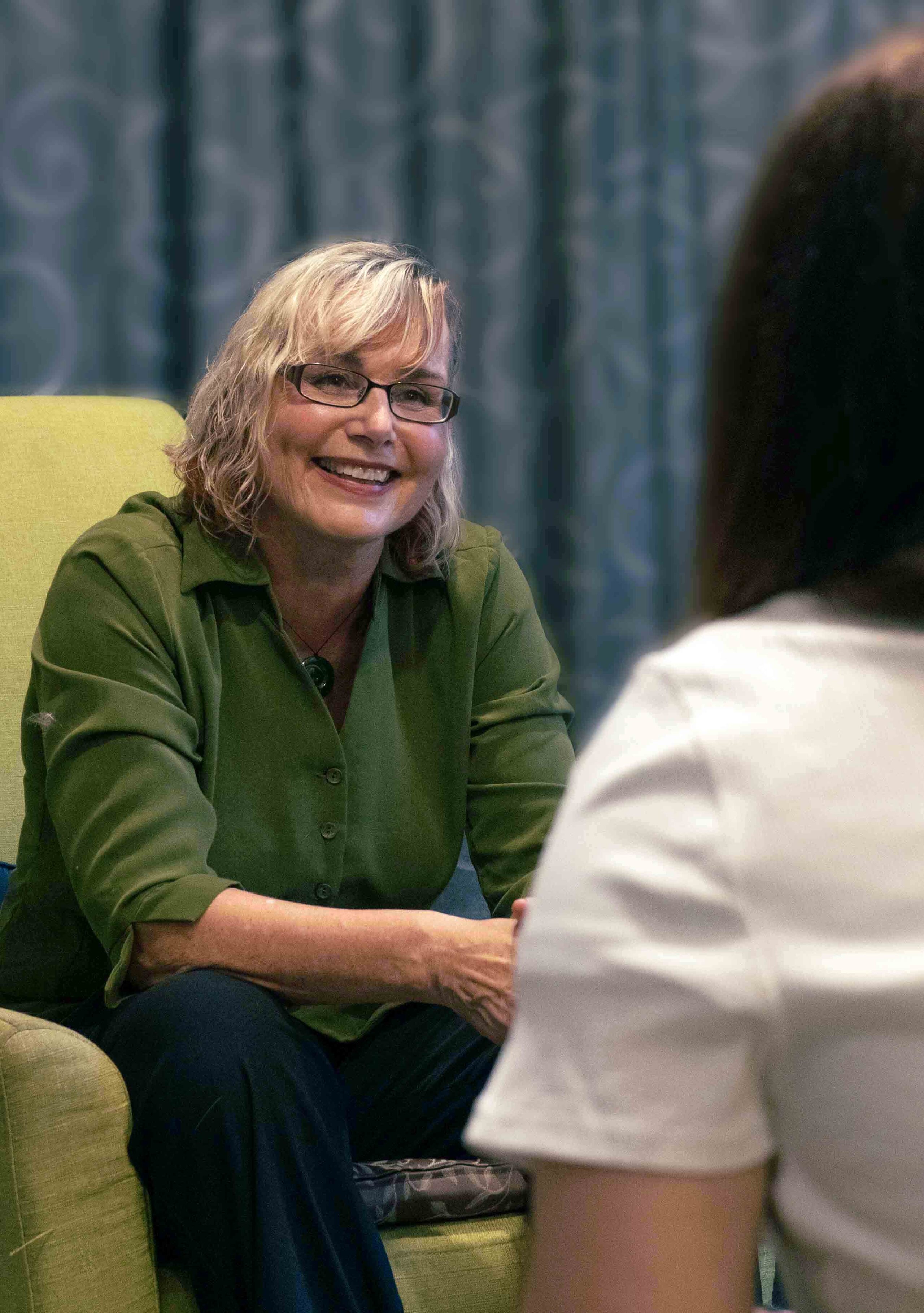 Comfortable counselling room with soft light